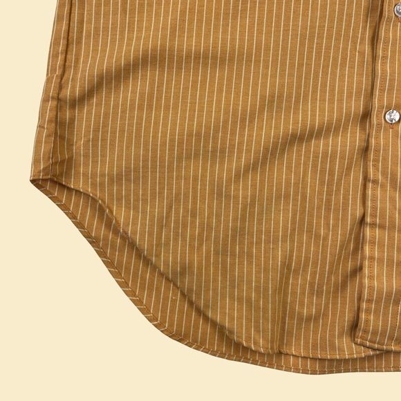 70s orange S striped shirt by Arrow, vintage union-made mens short sleeve top - Picture 9 of 9